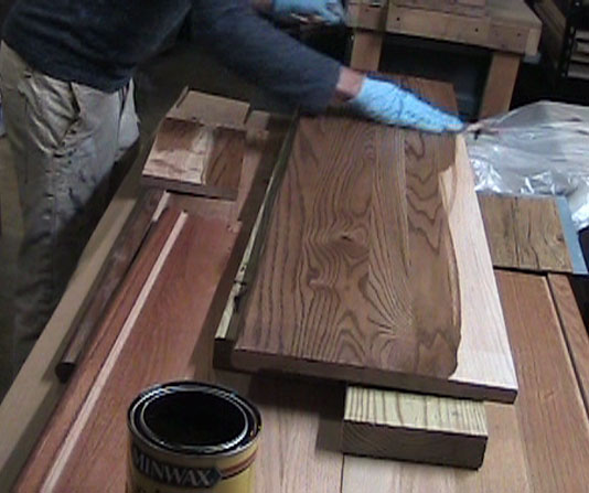Applying Stair Tread Stain With a Rag