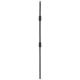 1/2" Square Iron Baluster - Double Ball  "Hammered Stock"