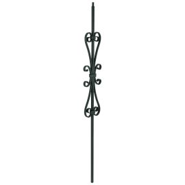 1/2" Square Iron Baluster - Double Heart Scroll: 5-3/4" Wide