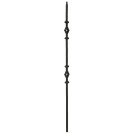 1/2" Square Iron Baluster - Double Diamond  "Hammered Stock"
