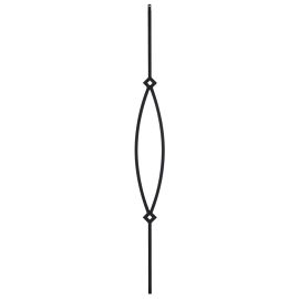1/2" Square Iron Baluster - Pointed Oval W/ Diamonds