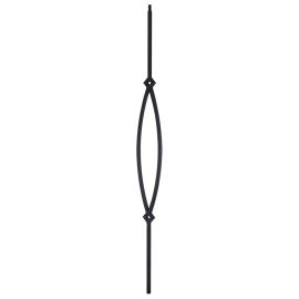 1/2" Square Iron Baluster - Pointed Oval W/ Diamonds